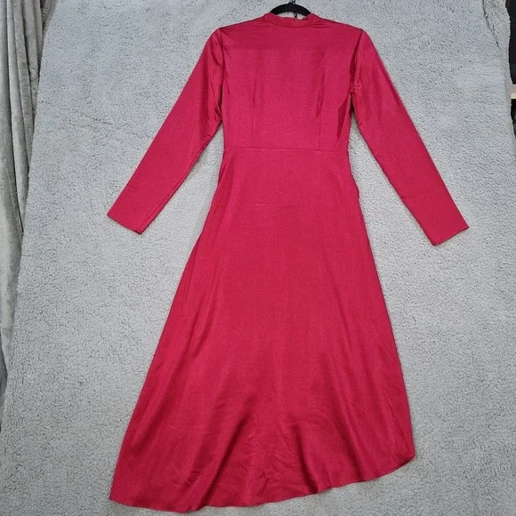 Equipment Adisa pink satin asymmetrical wrap style dress 0 Feminine Office - Picture 4 of 10